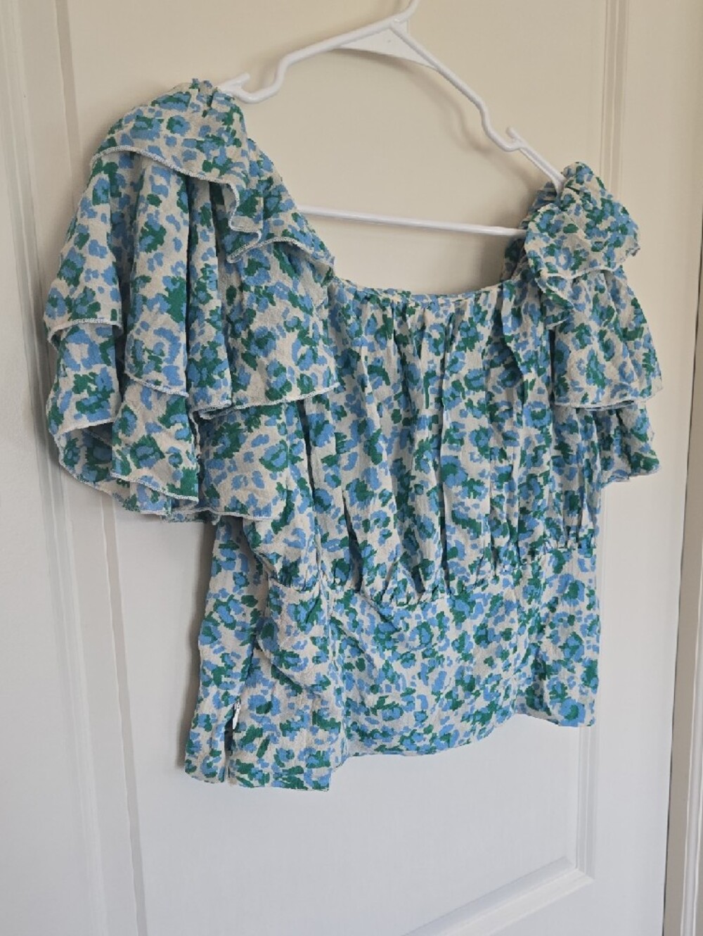 Molly Bracken Floral Ruffle Top in Blue and Green - Picture 2 of 6